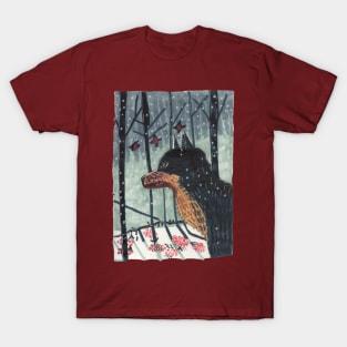 Wolf in Snowy Forest T-Shirt